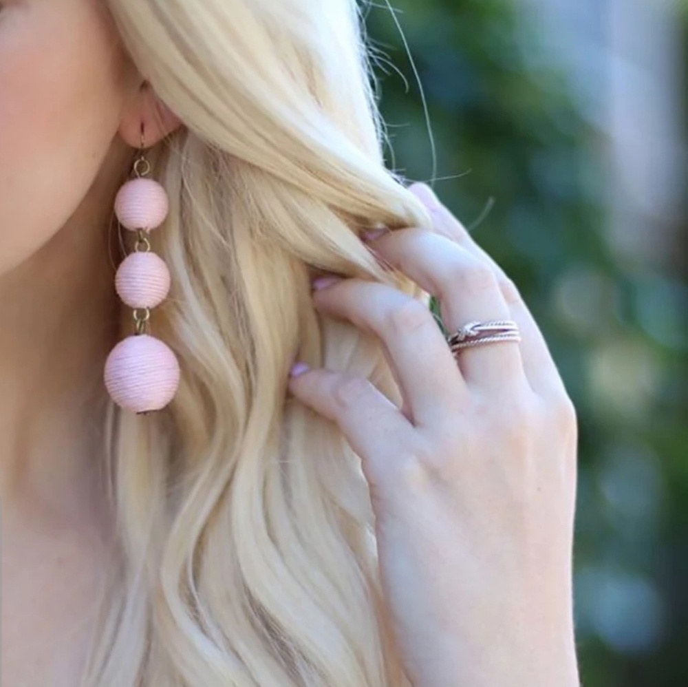 Bohemian Triple Ball Tassel Earring Pink
